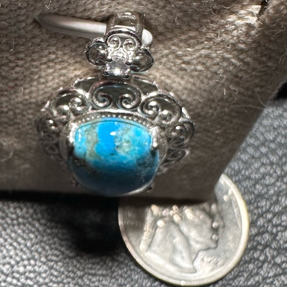 Mohave Oyster Turquoise 925 Sterling Silver Pendant - Picture 4 of 10